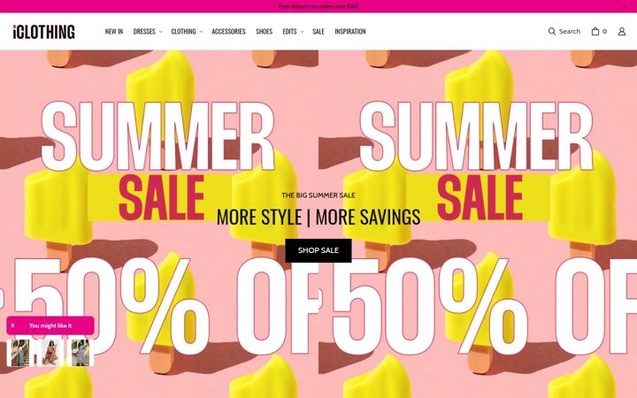 Skärmbild av iclothing.com