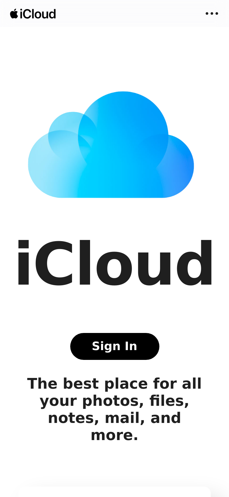 Mobile screenshot of icloud.com