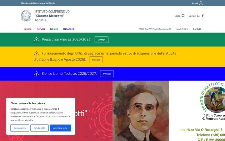 Screenshot of icmatteottiaprilia.edu.it