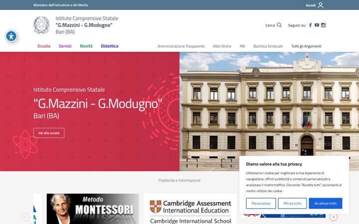Screenshot of icmazzinimodugno.edu.it