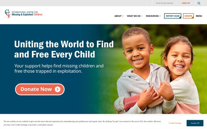 Screenshot of icmec.org