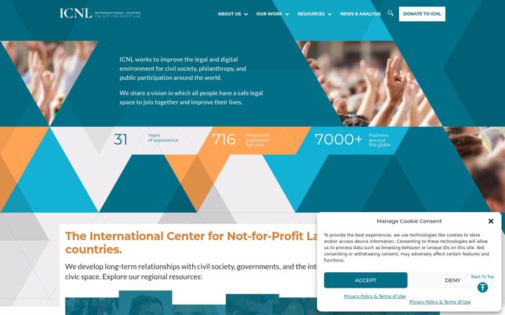 Screenshot of icnl.org