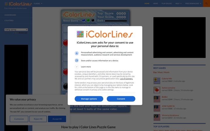 Screenshot of icolorlines.com