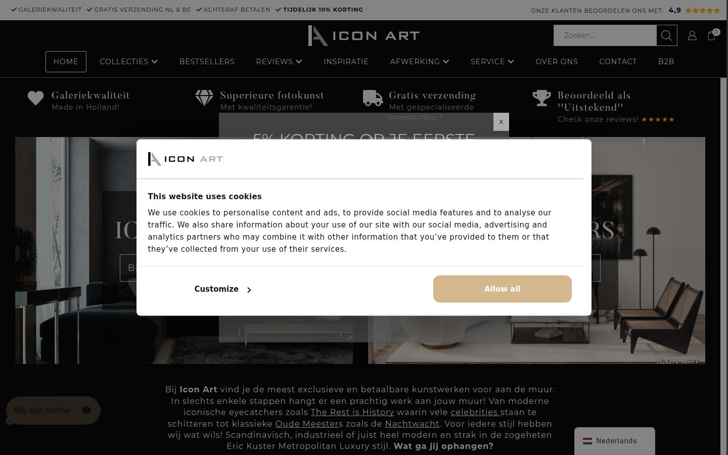 Screenshot del banner di consenso mostrato prima di qualsiasi interazione