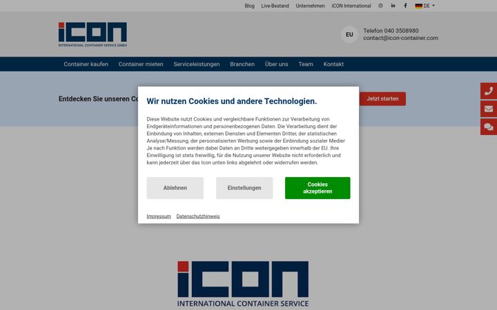 Screenshot of icon-container.de