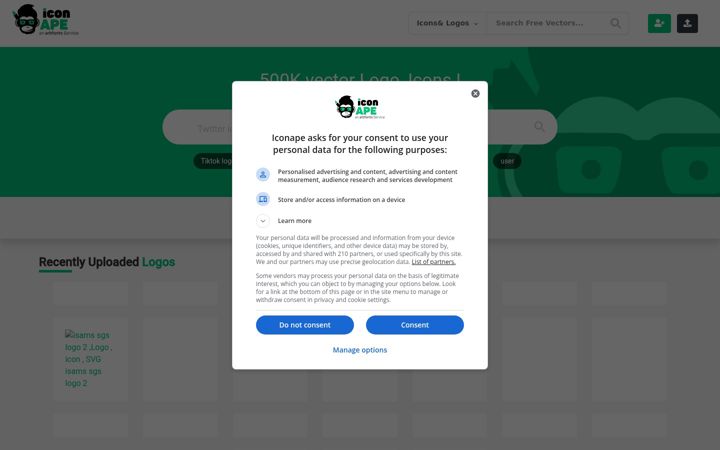 Captură de ecran a iconape.com