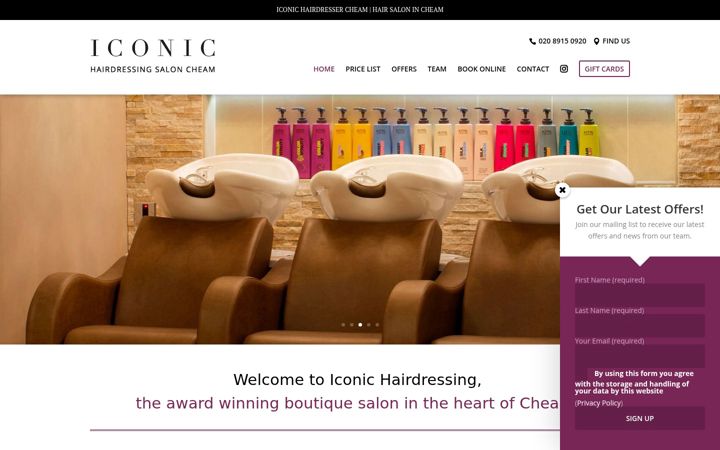 Screenshot of iconic-hairdressing.co.uk
