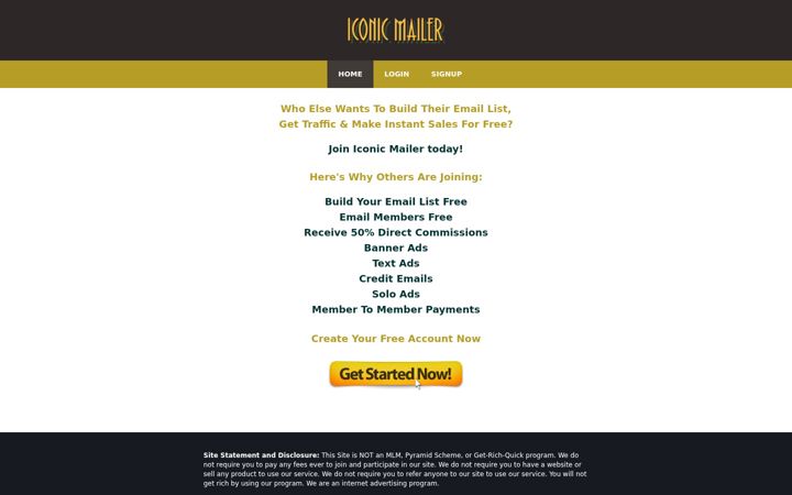 Screenshot of iconicmailer.com