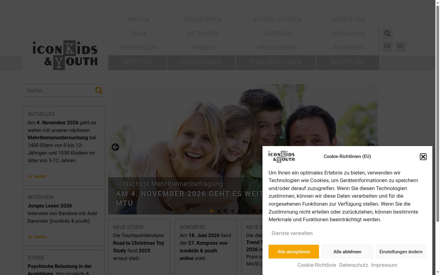 Screenshot of the consent banner shown before any interaction