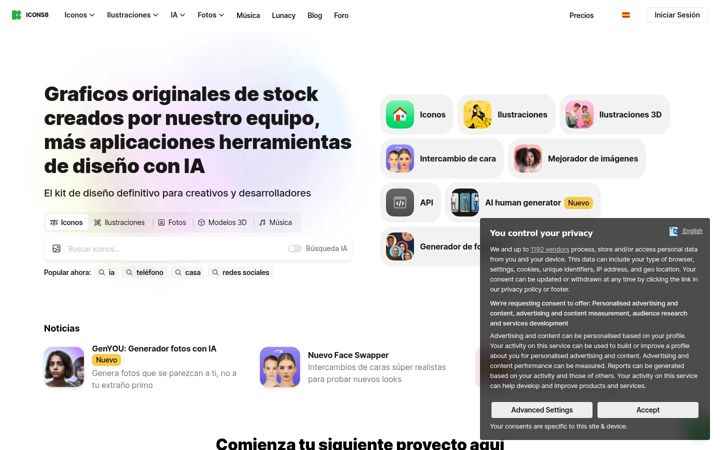 Screenshot of iconos8.es