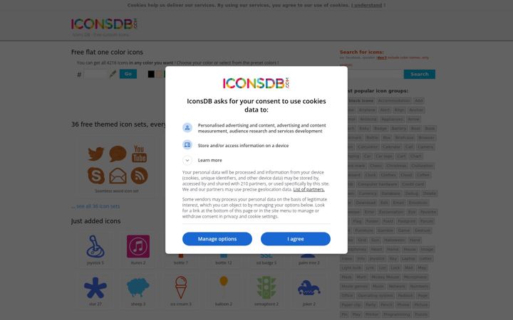 Screenshot of iconsdb.com