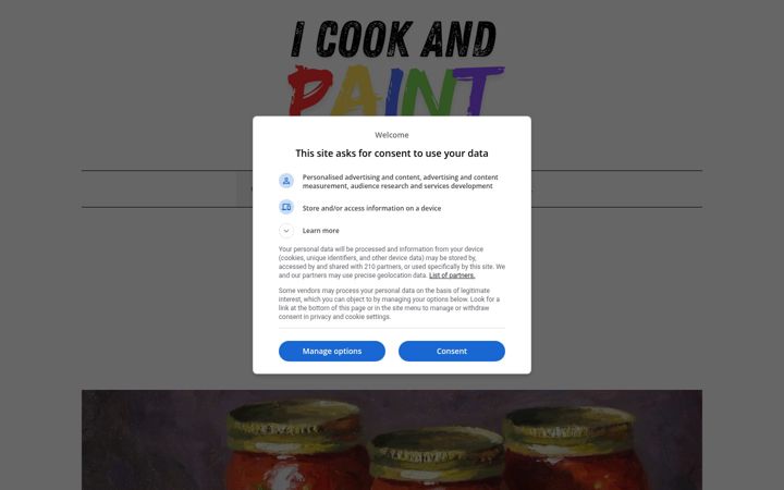 Screenshot of icookandpaint.com