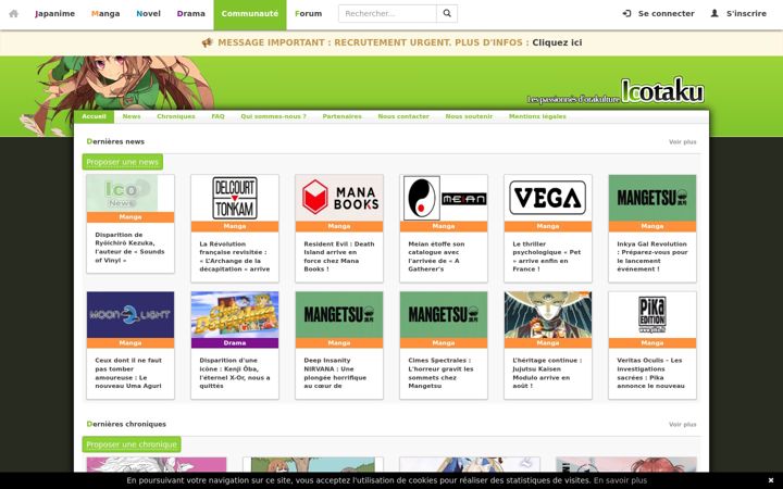 Screenshot of icotaku.com