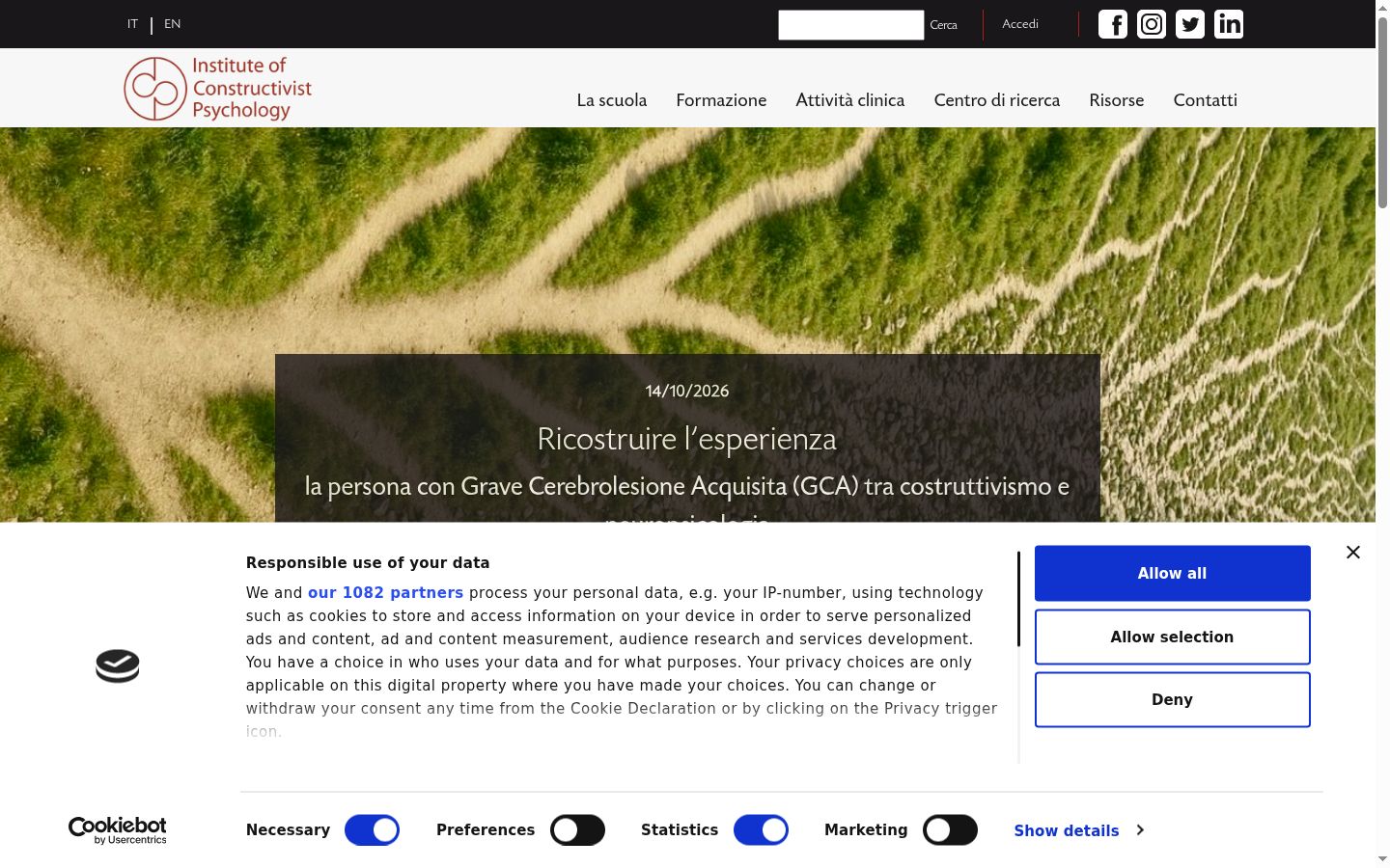 Screenshot of the consent banner shown before any interaction