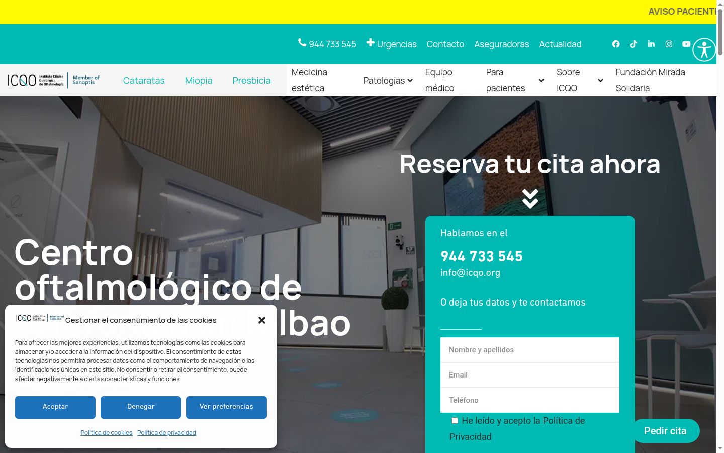 Screenshot of the consent banner shown before any interaction