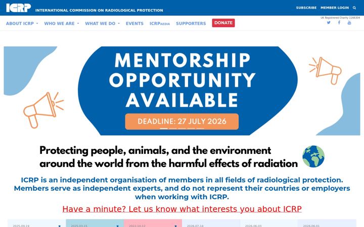 Screenshot of icrp.org