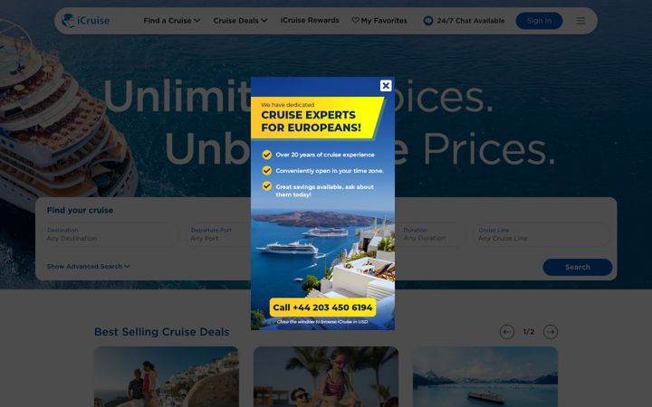 Screenshot of icruise.com