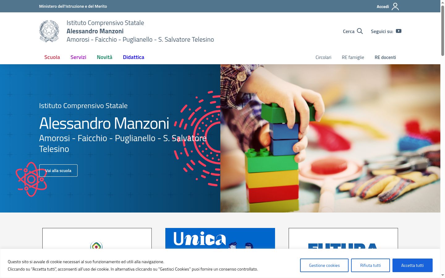 Screenshot del banner di consenso mostrato prima di qualsiasi interazione