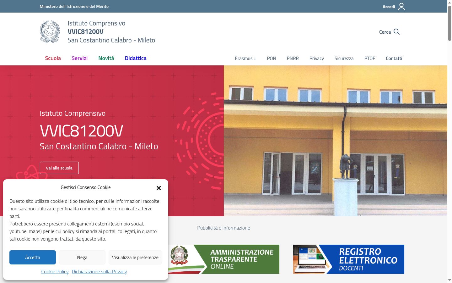 Screenshot del banner di consenso mostrato prima di qualsiasi interazione