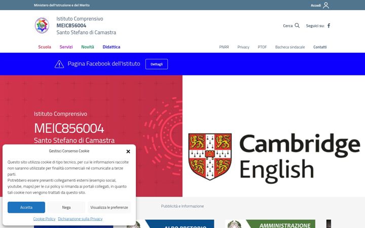 Screenshot of icsantostefanodicamastra.edu.it