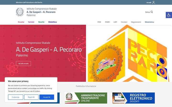 Screenshot of icsdegasperipecoraro.edu.it