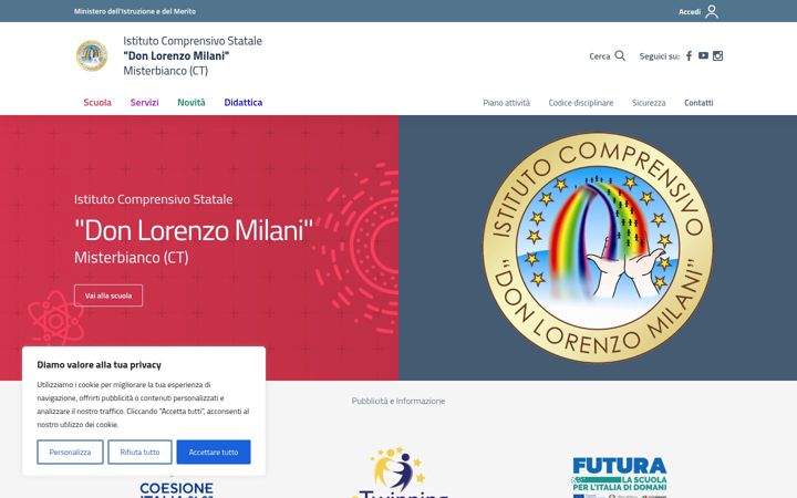 Screenshot of icsdonmilanimisterbianco.edu.it