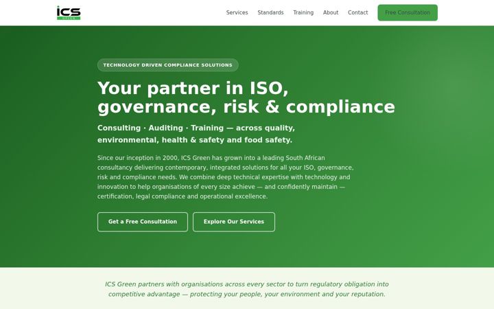 Screenshot of icsgreen.co.za