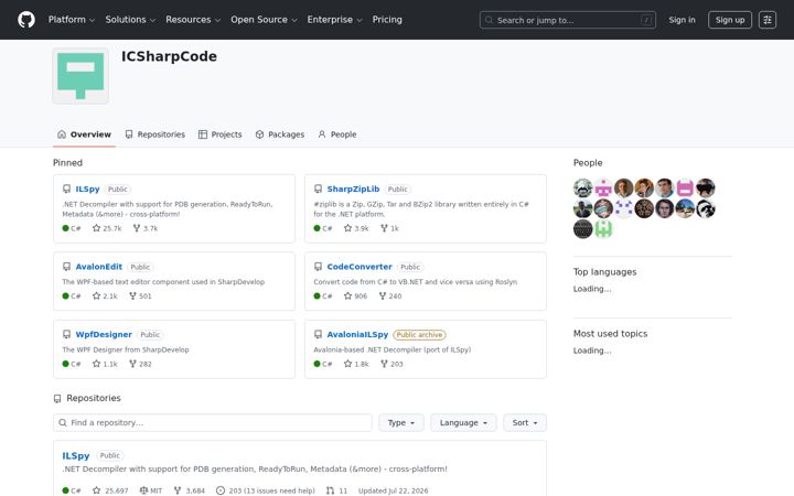 Screenshot of icsharpcode.net