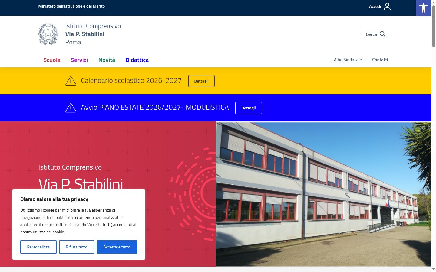 Screenshot del banner di consenso mostrato prima di qualsiasi interazione