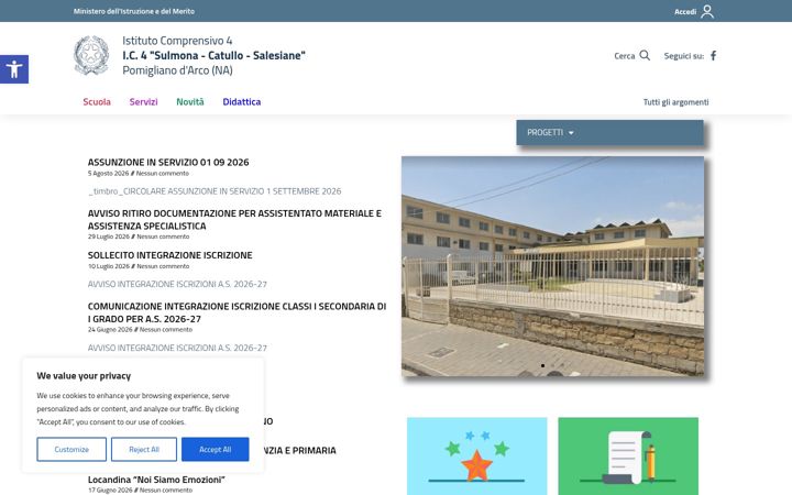 Screenshot of icsulmonacatullo.edu.it
