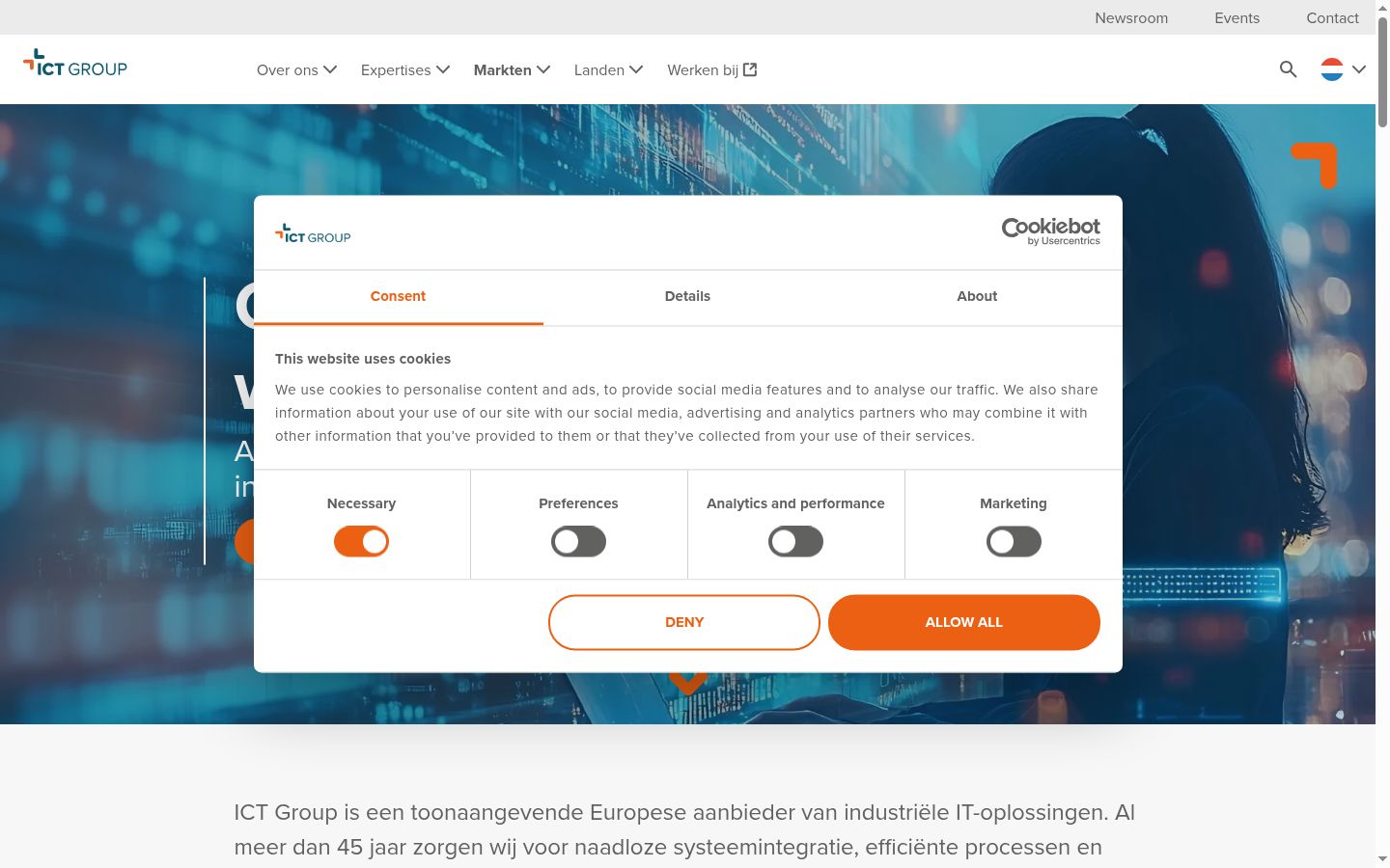 Zrzut ekranu banera zgody wyświetlanego przed jakąkolwiek interakcją