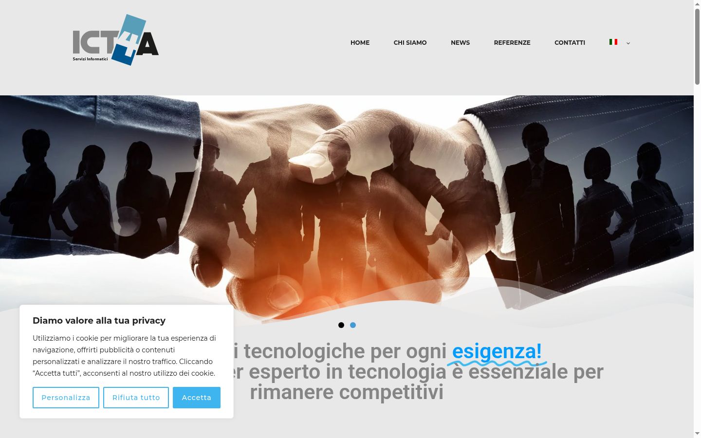 Screenshot del banner di consenso mostrato prima di qualsiasi interazione