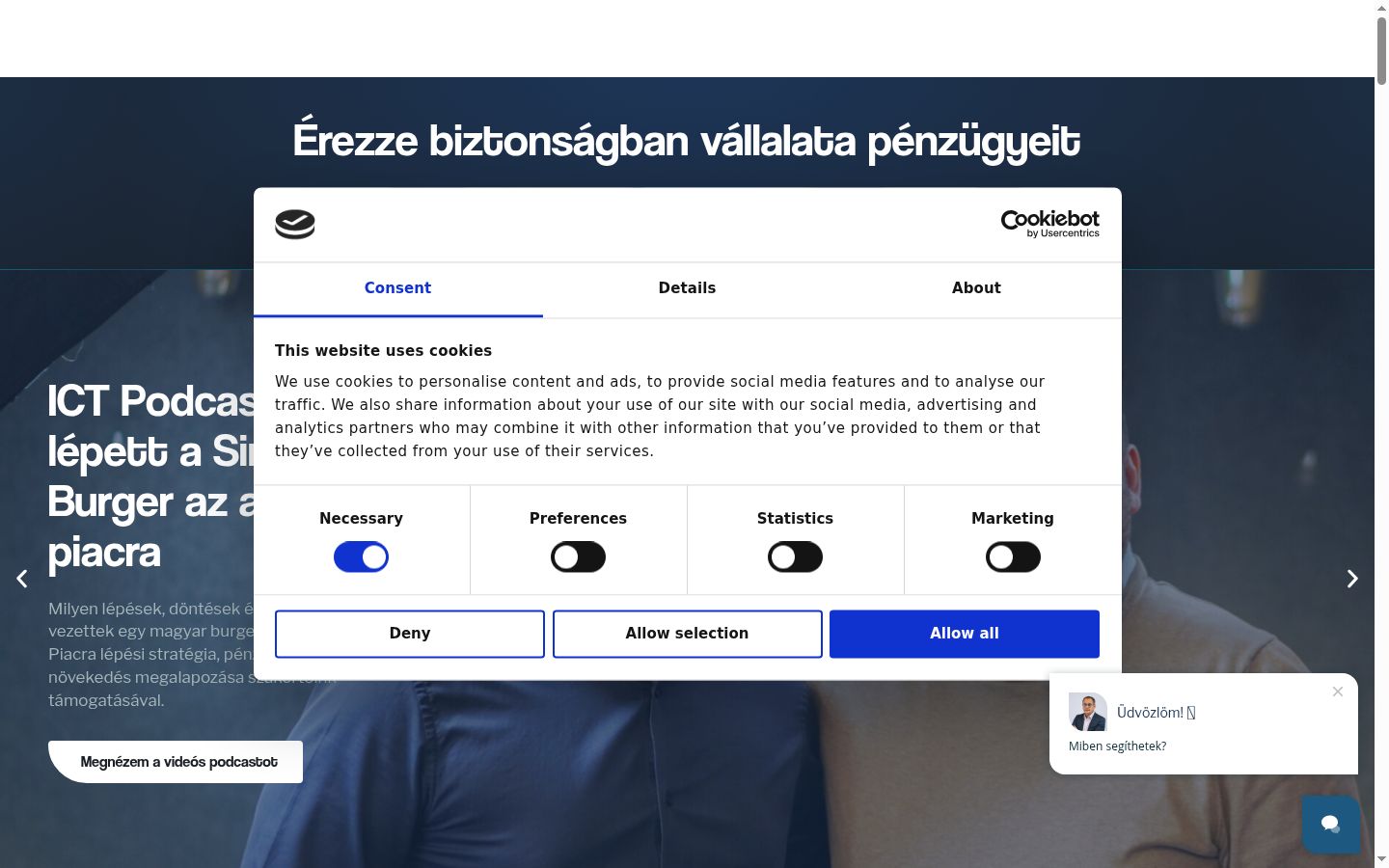 Screenshot del banner di consenso mostrato prima di qualsiasi interazione