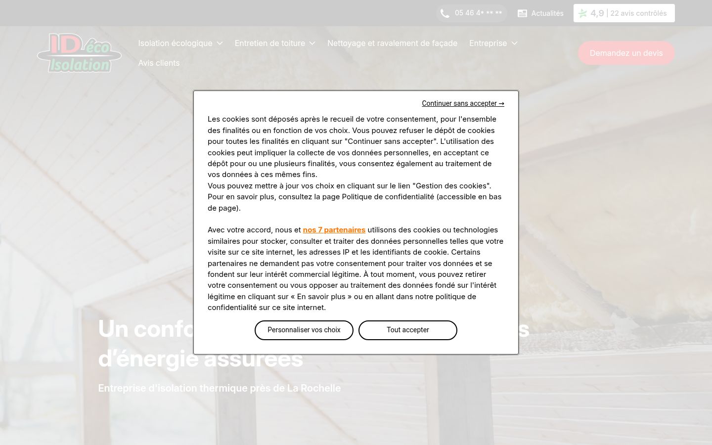 Screenshot tal-banner tal-kunsens muri qabel kwalunkwe interazzjoni