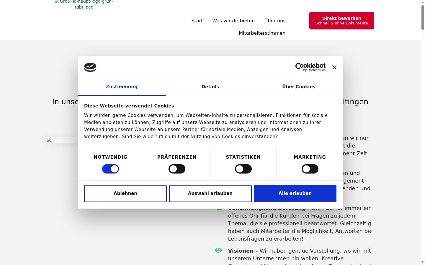 Snímek obrazovky baneru souhlasu zobrazeného před jakoukoli interakcí