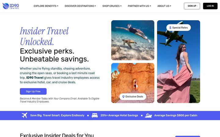 Screenshot of id90travel.com