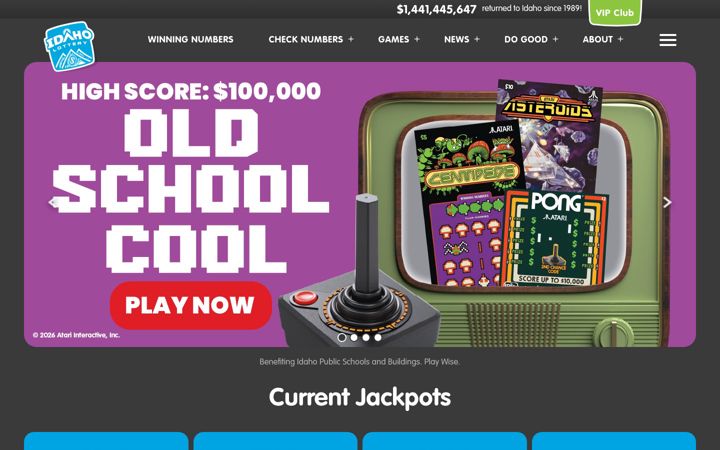 Screenshot of idaholottery.com