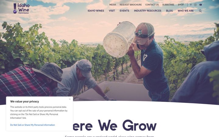 Screenshot of idahowines.org