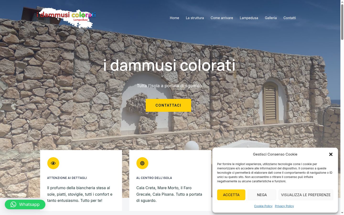 Screenshot del banner di consenso mostrato prima di qualsiasi interazione