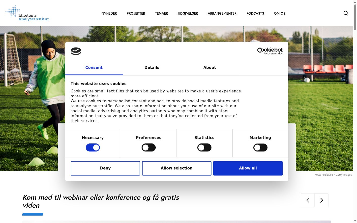 Skjermbilde av samtykkebanneret slik det vises før noen interaksjon