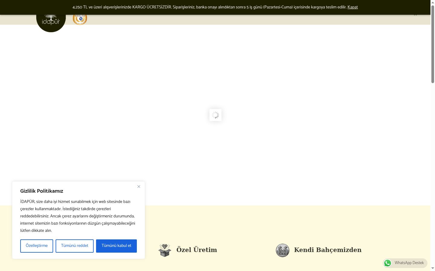 Screenshot του banner συγκατάθεσης που εμφανίστηκε πριν από οποιαδήποτε αλληλεπίδραση
