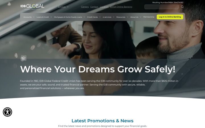 Screenshot of idbglobalfcu.org