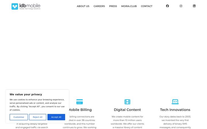 Screenshot of idbmobile.com