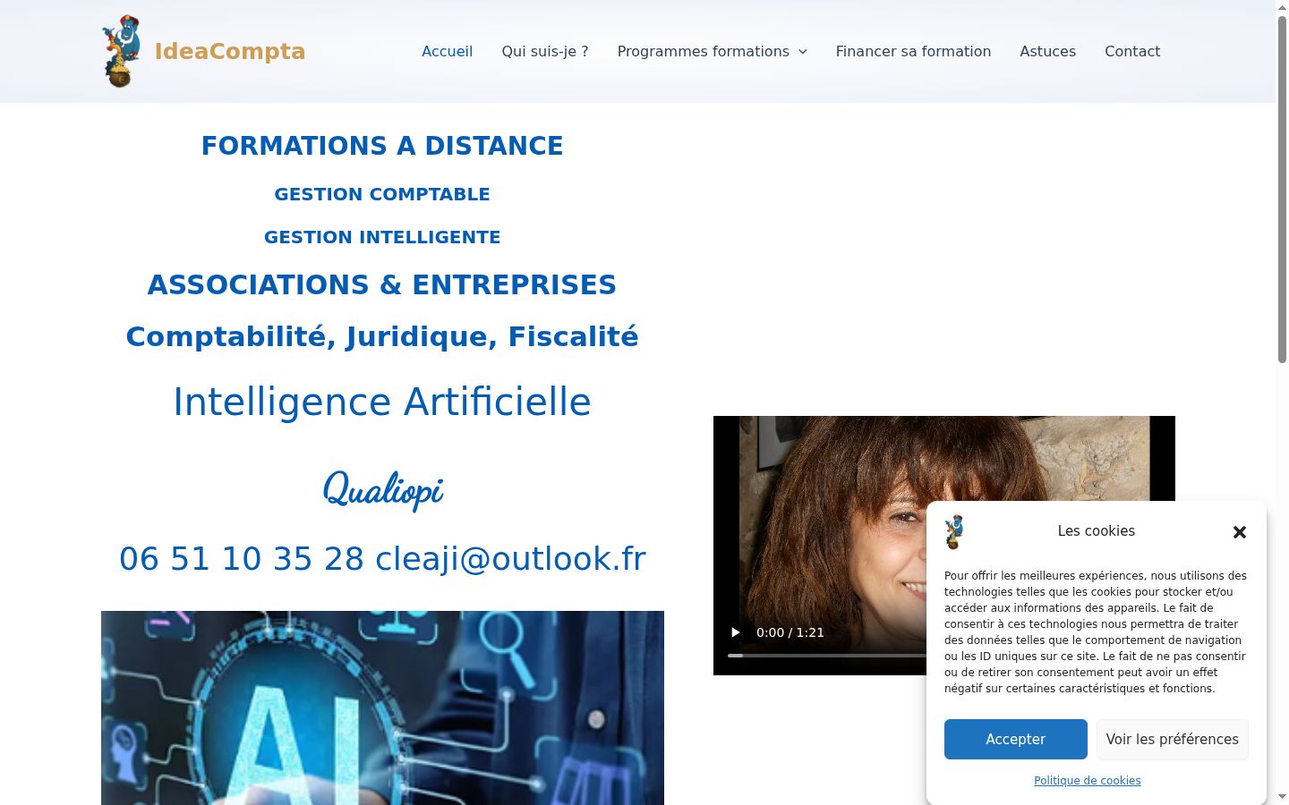 Capture d'écran de la bannière de consentement affichée avant toute interaction