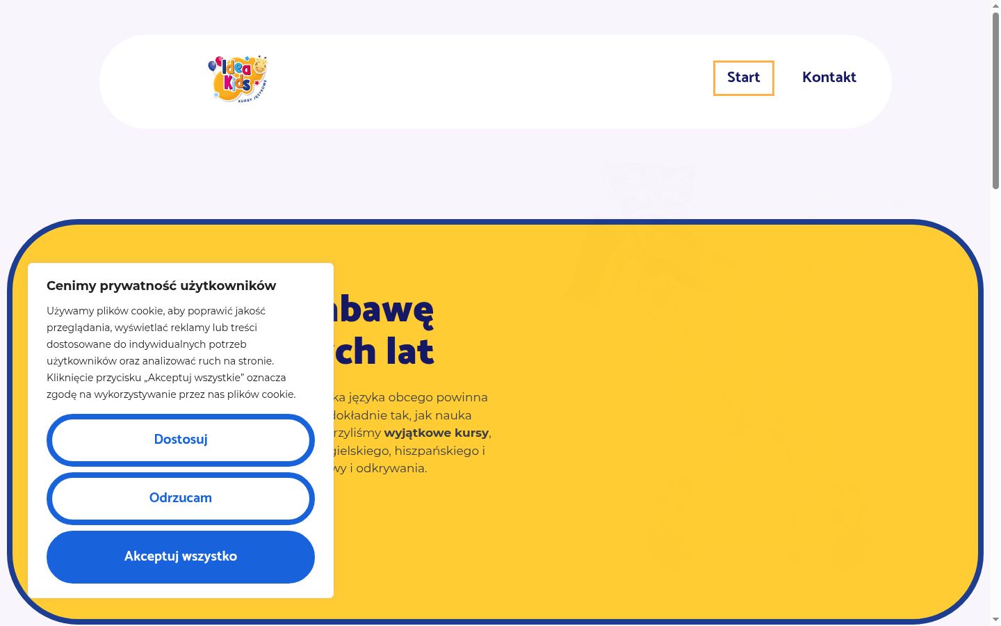 Screenshot van de toestemmingsbanner zoals getoond vóór enige interactie