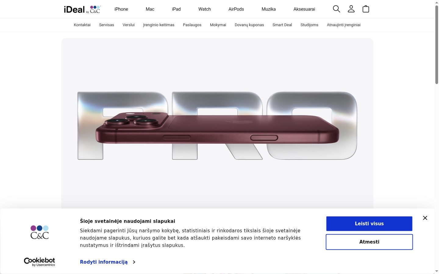 Posnetek zaslona pasice za privolitev, prikazane pred kakršno koli interakcijo