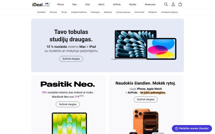 Posnetek zaslona ideal.lt