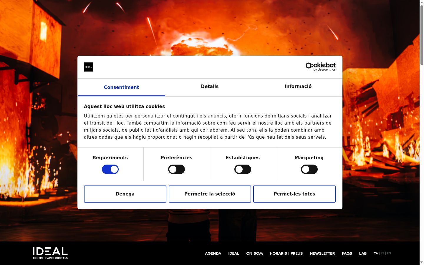 Screenshot des Einwilligungsbanners vor jeglicher Interaktion