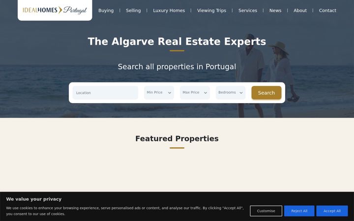 Screenshot of idealhomesportugal.com