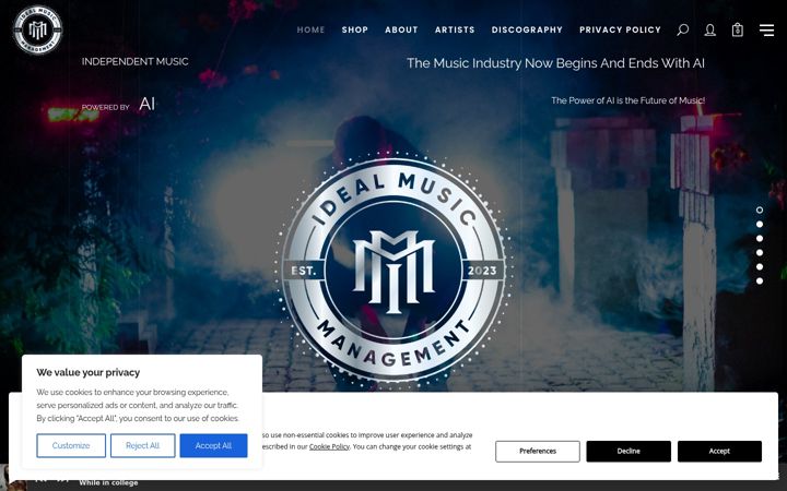Képernyőkép: idealmusicmanagement.com